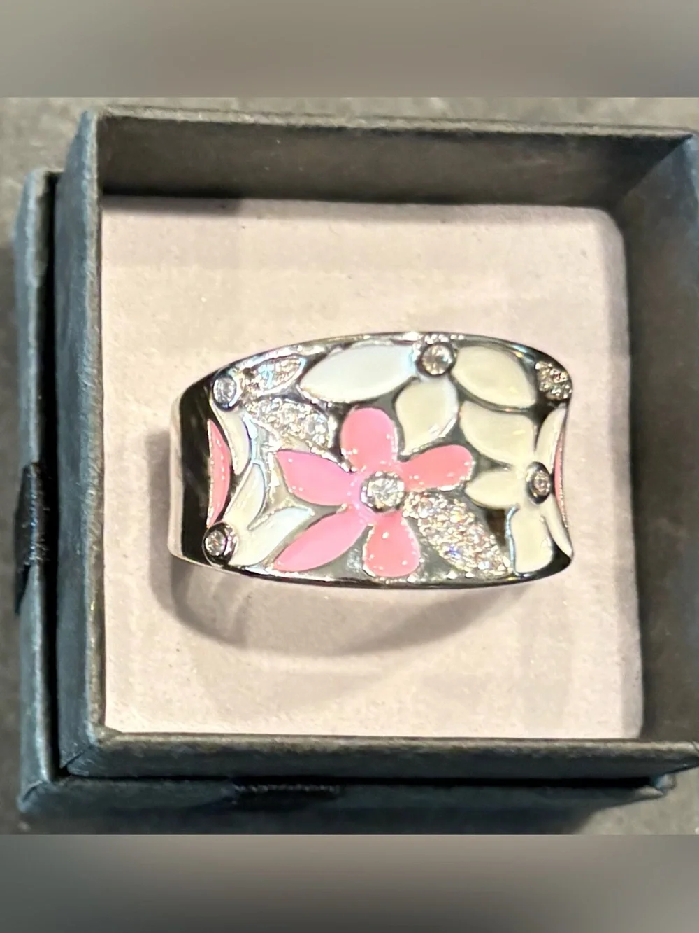Unique Silver Enamel Statement Ring